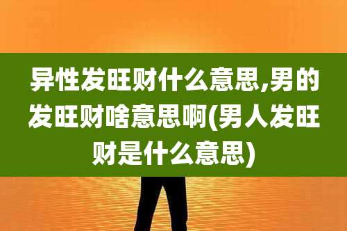 异性发旺财什么意思,男的发旺财啥意思啊(男人发旺财是什么意思)