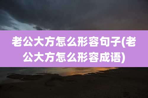老公大方怎么形容句子(老公大方怎么形容成语)