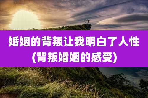 婚姻的背叛让我明白了人性(背叛婚姻的感受)