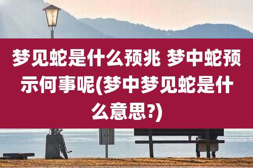 梦见蛇是什么预兆 梦中蛇预示何事呢(梦中梦见蛇是什么意思?)