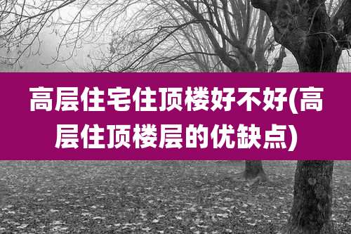 高层住宅住顶楼好不好(高层住顶楼层的优缺点)