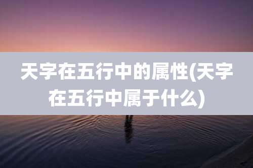 天字在五行中的属性(天字在五行中属于什么)