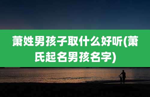 萧姓男孩子取什么好听(萧氏起名男孩名字)