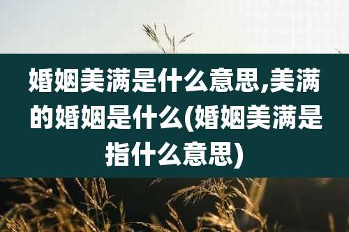 婚姻美满是什么意思,美满的婚姻是什么(婚姻美满是指什么意思)