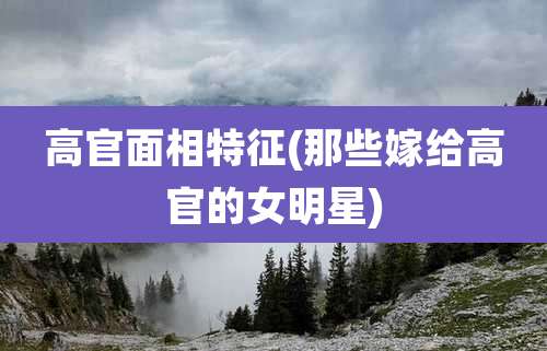 高官面相特征(那些嫁给高官的女明星)