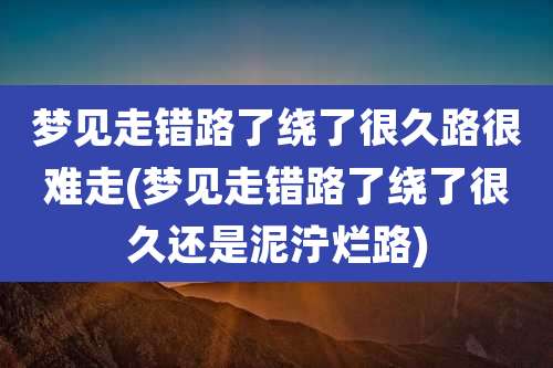 梦见走错路了绕了很久路很难走(梦见走错路了绕了很久还是泥泞烂路)