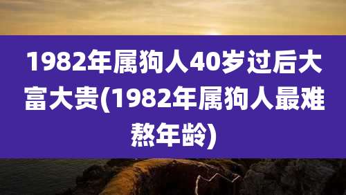 1982年属狗人40岁过后大富大贵(1982年属狗人最难熬年龄)