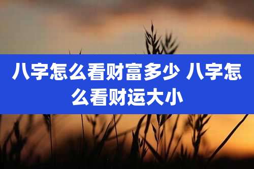 八字怎么看财富多少 八字怎么看财运大小