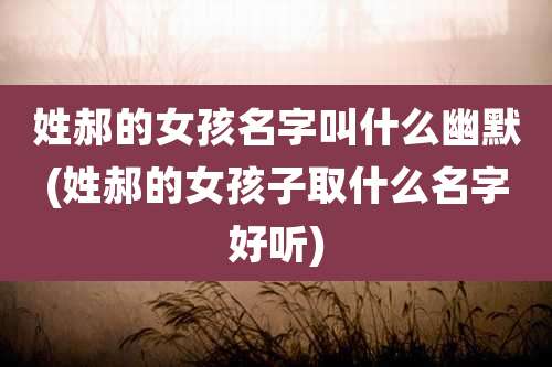 姓郝的女孩名字叫什么幽默(姓郝的女孩子取什么名字好听)