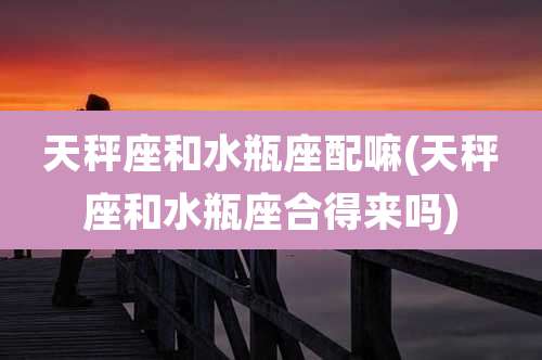 天秤座和水瓶座配嘛(天秤座和水瓶座合得来吗)