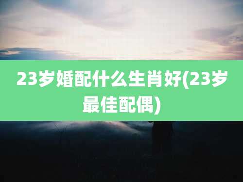 23岁婚配什么生肖好(23岁最佳配偶)