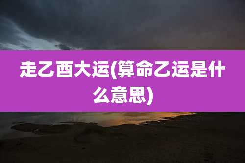 走乙酉大运(算命乙运是什么意思)