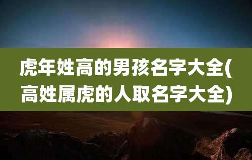 虎年姓高的男孩名字大全(高姓属虎的人取名字大全)