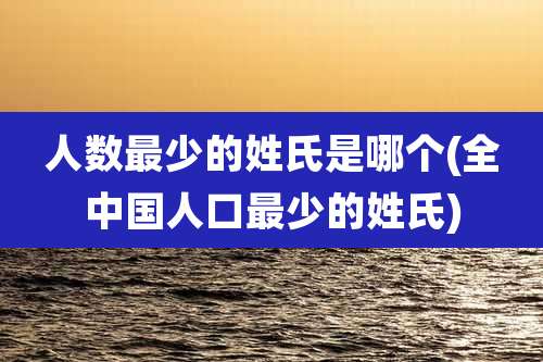 人数最少的姓氏是哪个(全中国人口最少的姓氏)