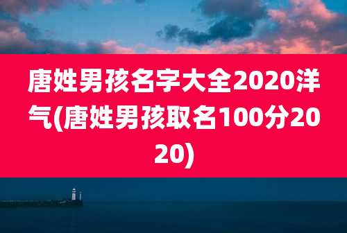 唐姓男孩名字大全2020洋气(唐姓男孩取名100分2020)