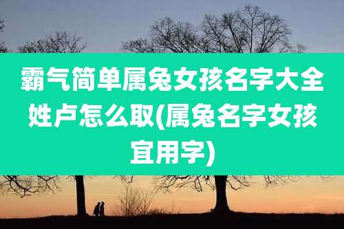 霸气简单属兔女孩名字大全姓卢怎么取(属兔名字女孩宜用字)