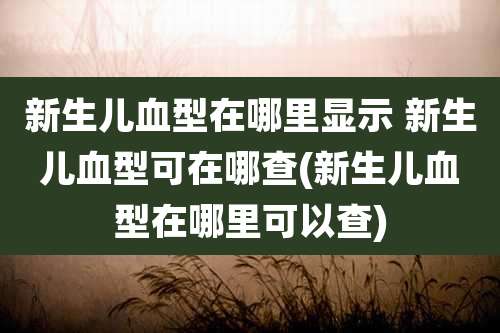 新生儿血型在哪里显示 新生儿血型可在哪查(新生儿血型在哪里可以查)