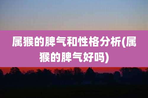 属猴的脾气和性格分析(属猴的脾气好吗)