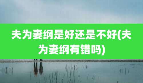 夫为妻纲是好还是不好(夫为妻纲有错吗)