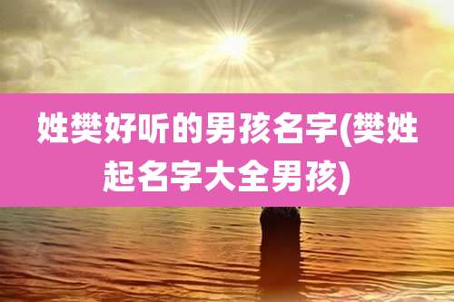 姓樊好听的男孩名字(樊姓起名字大全男孩)