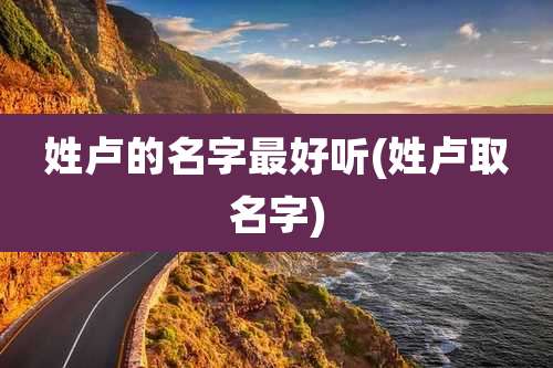 姓卢的名字最好听(姓卢取名字)