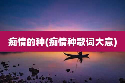 痴情的种(痴情种歌词大意)
