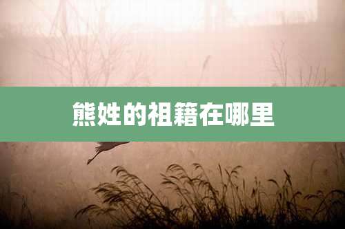 熊姓的祖籍在哪里