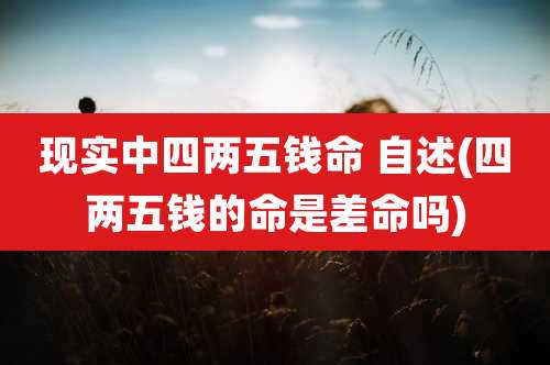 现实中四两五钱命 自述(四两五钱的命是差命吗)