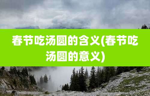 春节吃汤圆的含义(春节吃汤圆的意义)