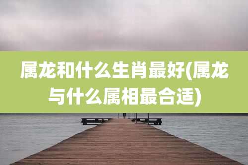 属龙和什么生肖最好(属龙与什么属相最合适)