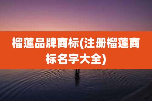 榴莲品牌商标(注册榴莲商标名字大全)