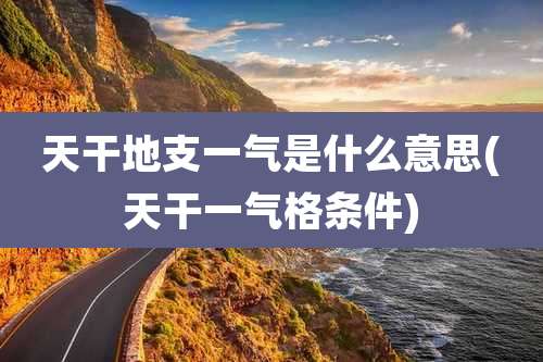 天干地支一气是什么意思(天干一气格条件)