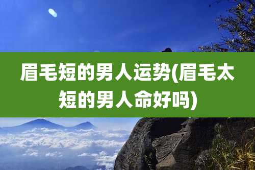 眉毛短的男人运势(眉毛太短的男人命好吗)