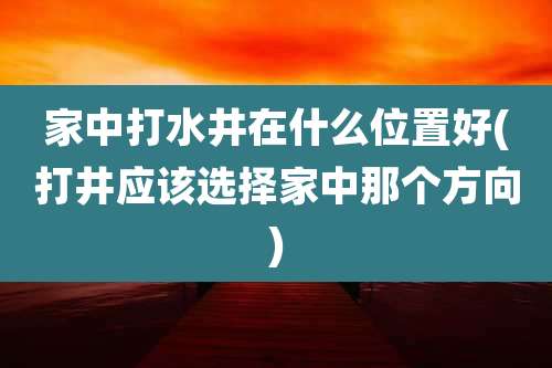 家中打水井在什么位置好(打井应该选择家中那个方向)