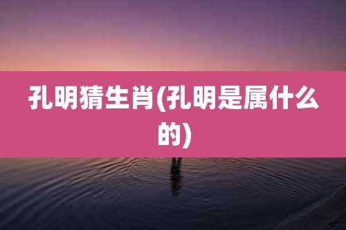 孔明猜生肖(孔明是属什么的)