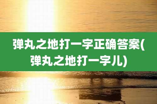 弹丸之地打一字正确答案(弹丸之地打一字儿)