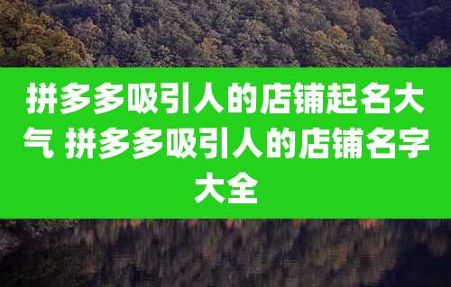 拼多多吸引人的店铺起名大气 拼多多吸引人的店铺名字大全