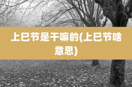 上巳节是干嘛的(上巳节啥意思)