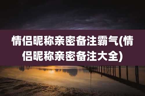 情侣昵称亲密备注霸气(情侣昵称亲密备注大全)