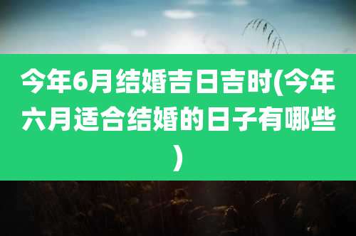 今年6月结婚吉日吉时(今年六月适合结婚的日子有哪些)