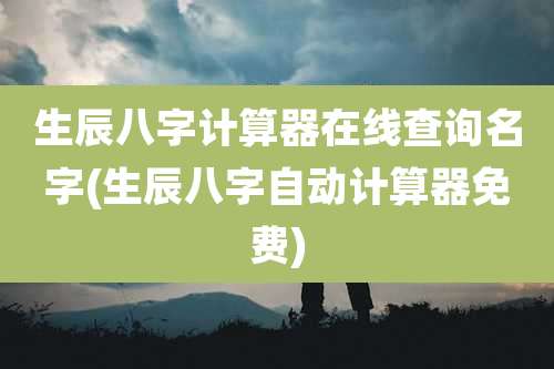 生辰八字计算器在线查询名字(生辰八字自动计算器免费)