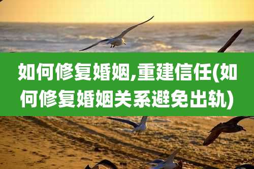 如何修复婚姻,重建信任(如何修复婚姻关系避免出轨)