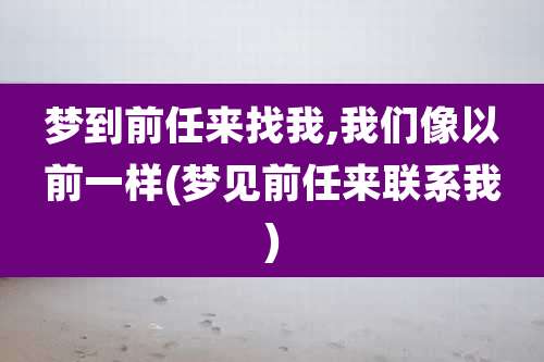 梦到前任来找我,我们像以前一样(梦见前任来联系我)