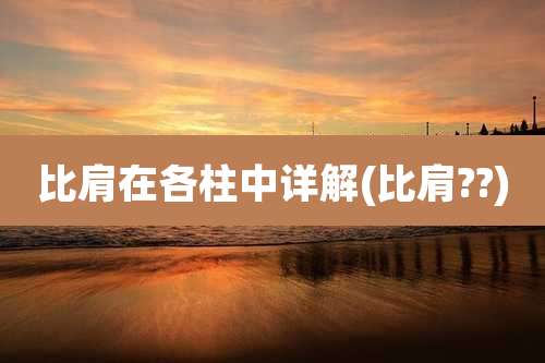 比肩在各柱中详解(比肩??)