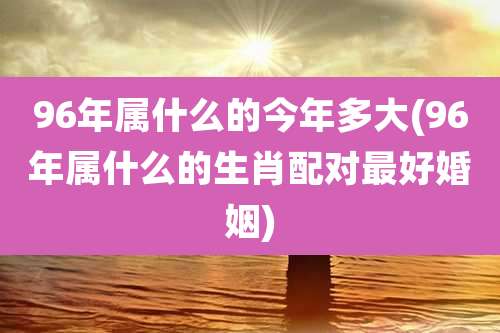 96年属什么的今年多大(96年属什么的生肖配对最好婚姻)