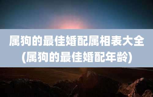 属狗的最佳婚配属相表大全(属狗的最佳婚配年龄)