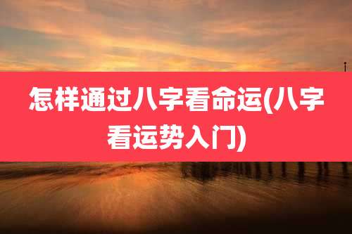 怎样通过八字看命运(八字看运势入门)