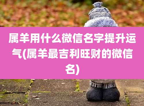 属羊用什么微信名字提升运气(属羊最吉利旺财的微信名)
