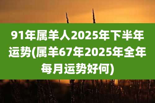 91年属羊人2025年下半年运势(属羊67年2025年全年每月运势好何)