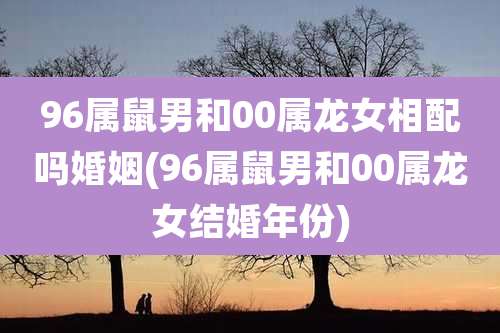 96属鼠男和00属龙女相配吗婚姻(96属鼠男和00属龙女结婚年份)